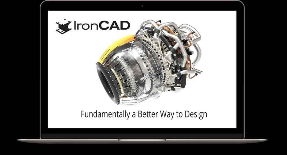 노트북 화면에 표시된 IronCAD 시작 화면
